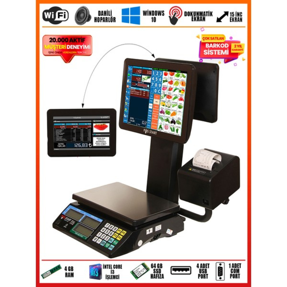 Pos Start Barkod Sistemi | Pos Terazi | Yıldız Set - Siyah Yazıcılar Fiyatı