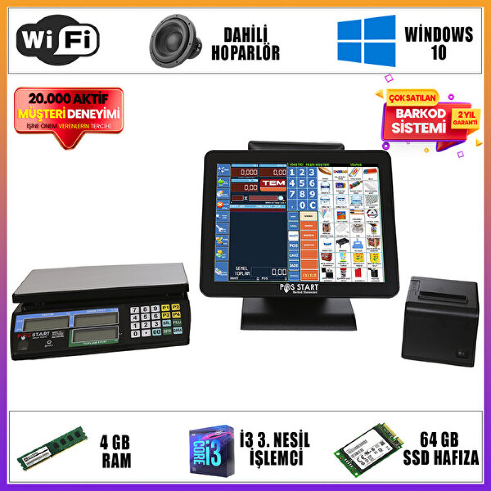 Pos Start Manav Barkod Sistemi | Klasik Set - Siyah Yazıcılar Fiyatı