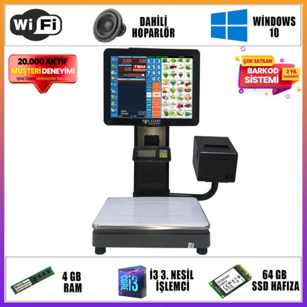 Pos Start Manav Barkod Sistemi / Pos Terazi / Eko Model - Siyah Yazıcılar Fiyatı