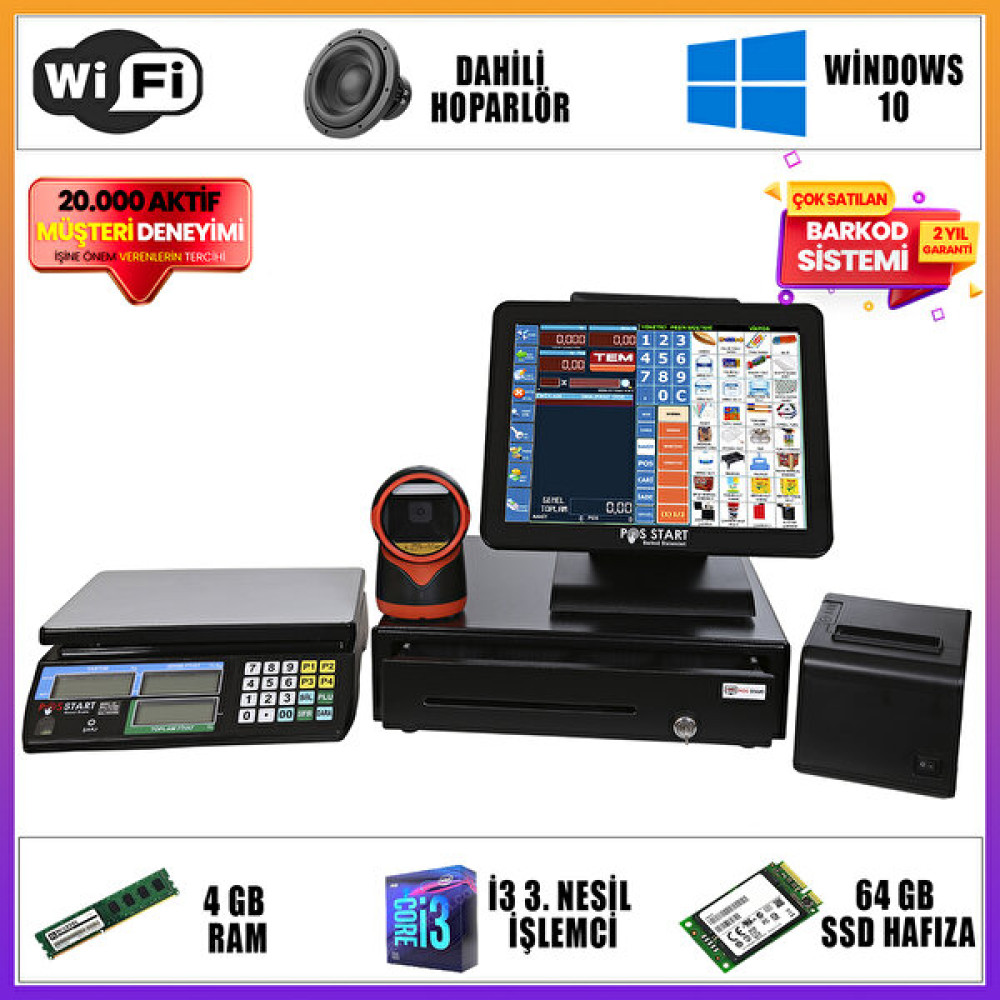 Pos Start Market Barkod Sistemi | Pro Set - Siyah Yazıcılar Fiyatı