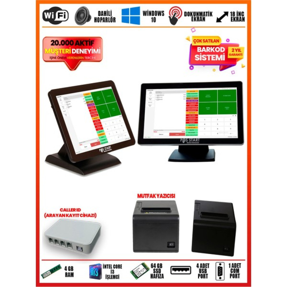 Pos Start Restaurant Barkod Sistemi | Pro Set - Siyah Yazıcılar Fiyatı