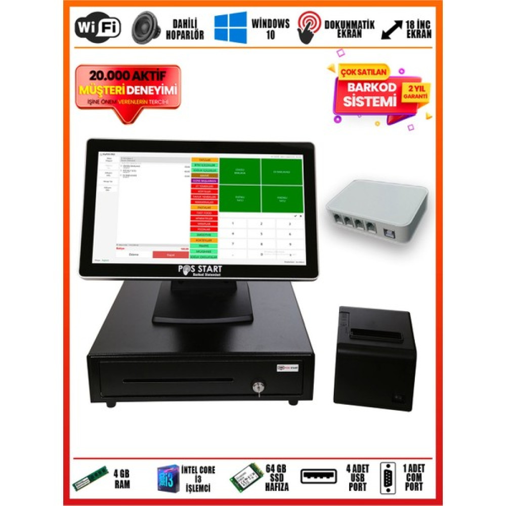 Pos Start Restaurant Barkod Sistemi | Standart Set - Siyah Yazıcılar Fiyatı