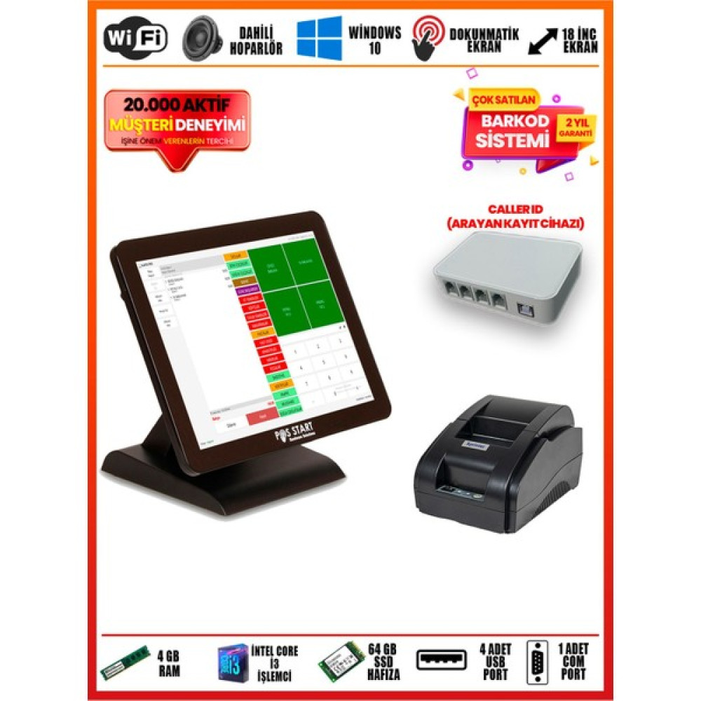Pos Start Restaurant Barkod Sistemi | Uyum Set - Siyah Yazıcılar Fiyatı
