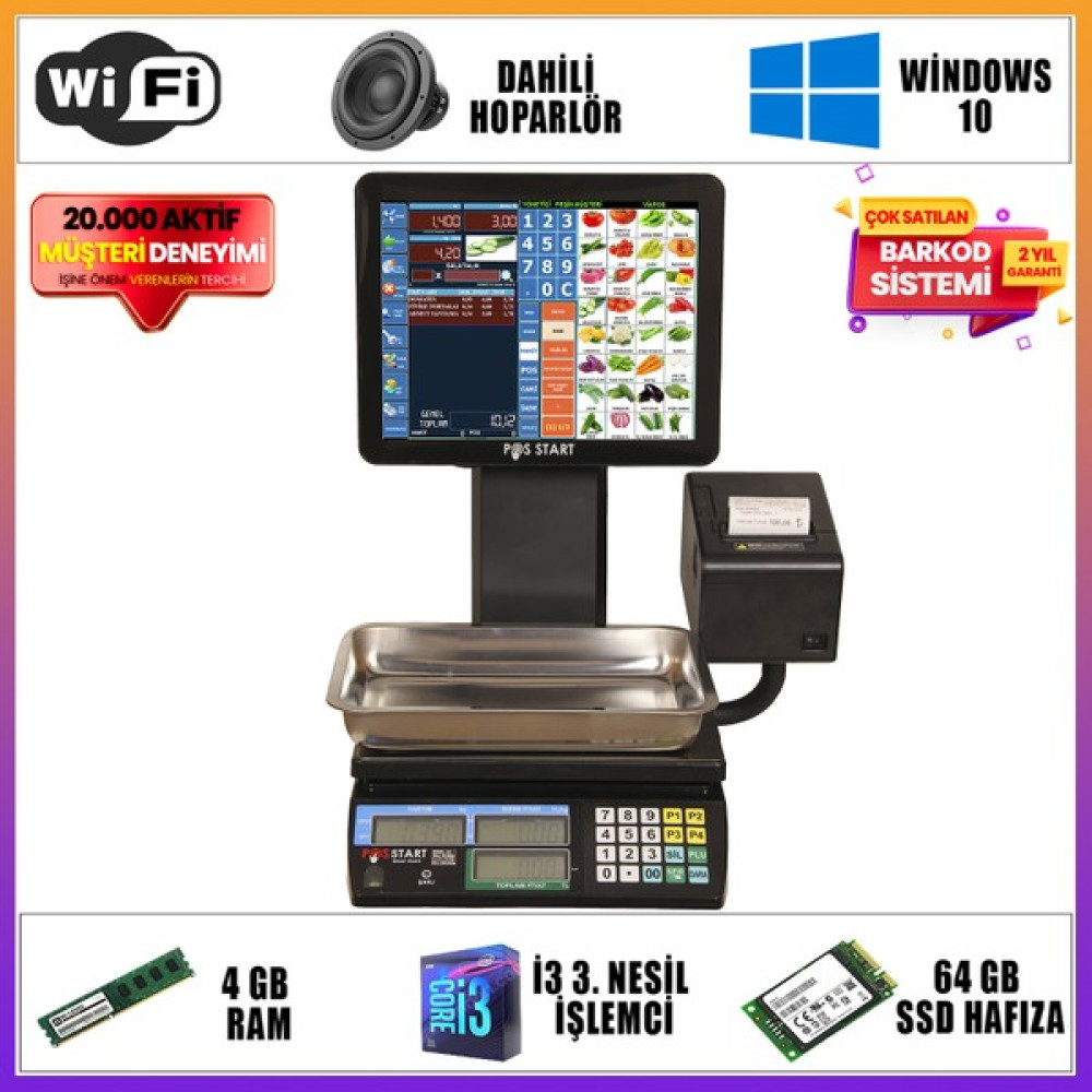 Pos Terazi Manav Barkod Sistemi / Ekonomik Set - Siyah Yazıcılar Fiyatı