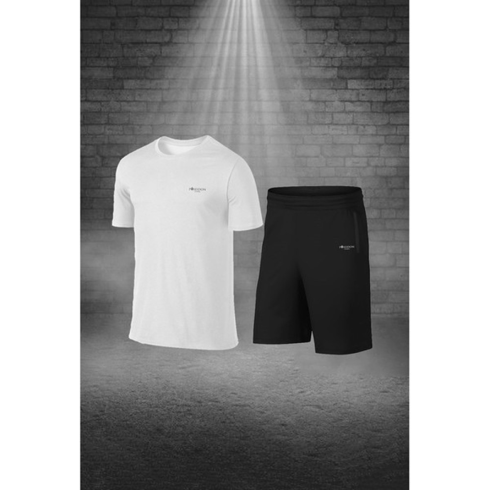 Poseidon Storm Büyük Beden Erkek Beyaz Dri-Fit Kumaş Rahat Konforlu Kesim Yuvarlak Yaka Kısa Kol Tişört Şort Spor Seti (4XL-10XL) Erkek Şort Fiyatı
