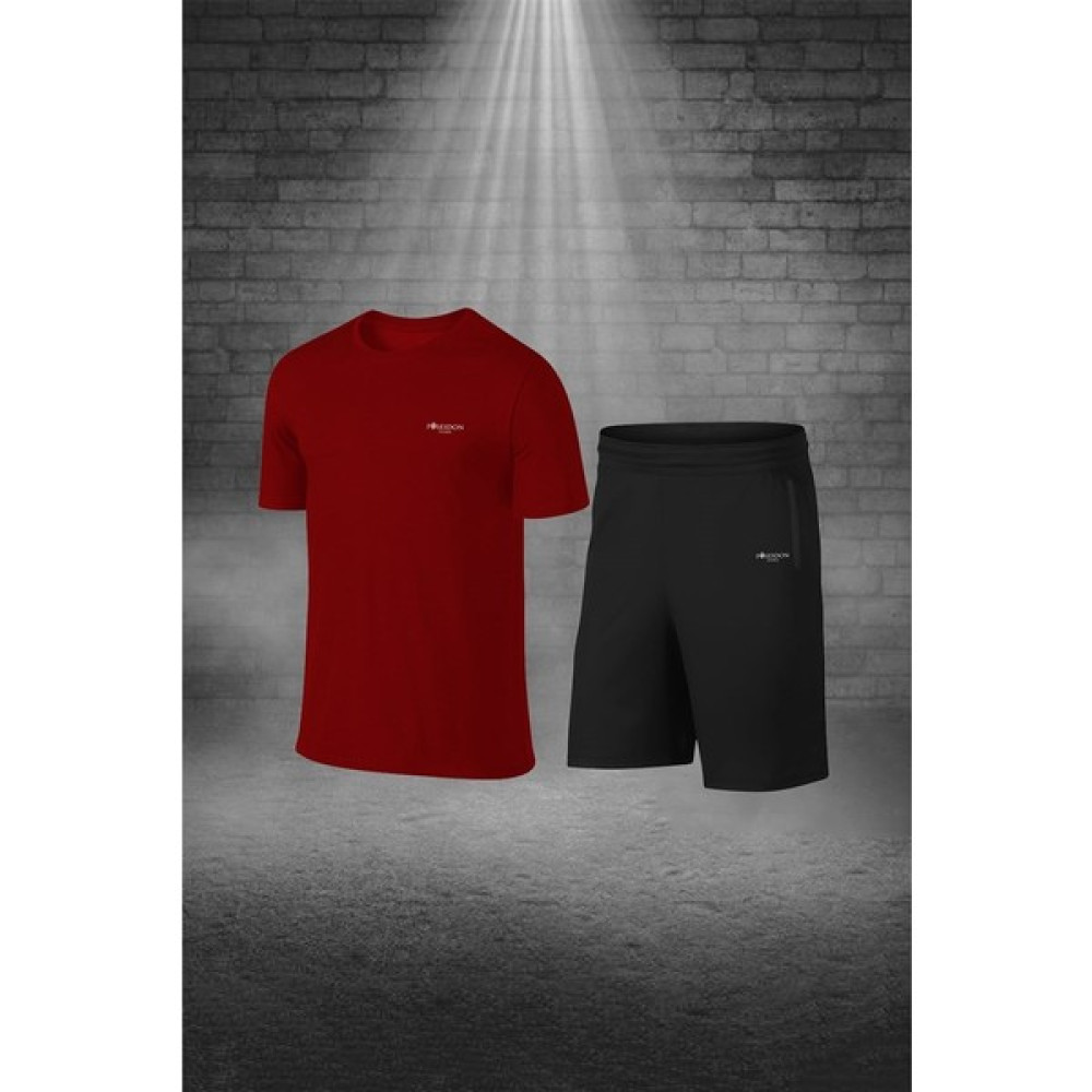 Poseidon Storm Erkek Bordo Dri-Fit Kumaş Cepli Baskısız Bisiklet Yaka Yürüyüş Için Tişört Şort Alt Üst Ikili Takım (S-3xl) Erkek Şort Fiyatı
