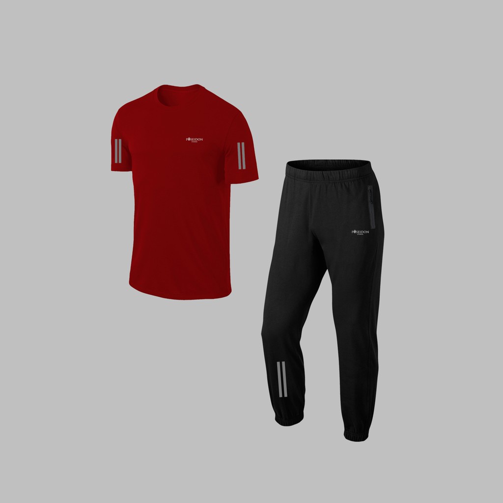 Poseidon Storm Erkek Bordo Özel Supra Penye Kumaş Tshirt-Eşofman Iki Parça Tam Takım (S-3xl) Erkek Eşofman Fiyatı