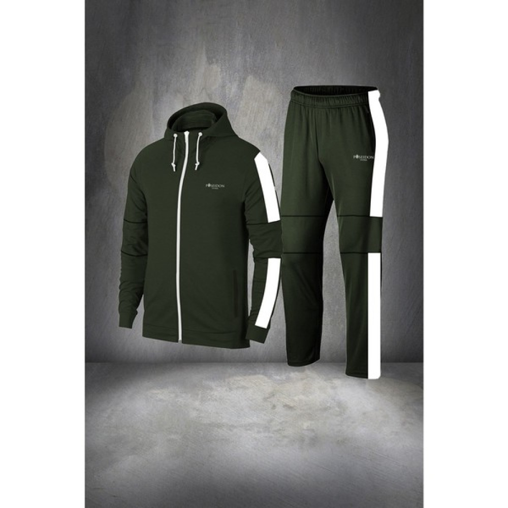 Poseidon Storm Erkek Haki Supra Penye Kumaş Rahat Kapüşonlu Koşu Takımı (S-3xl) Erkek Eşofman Fiyatı