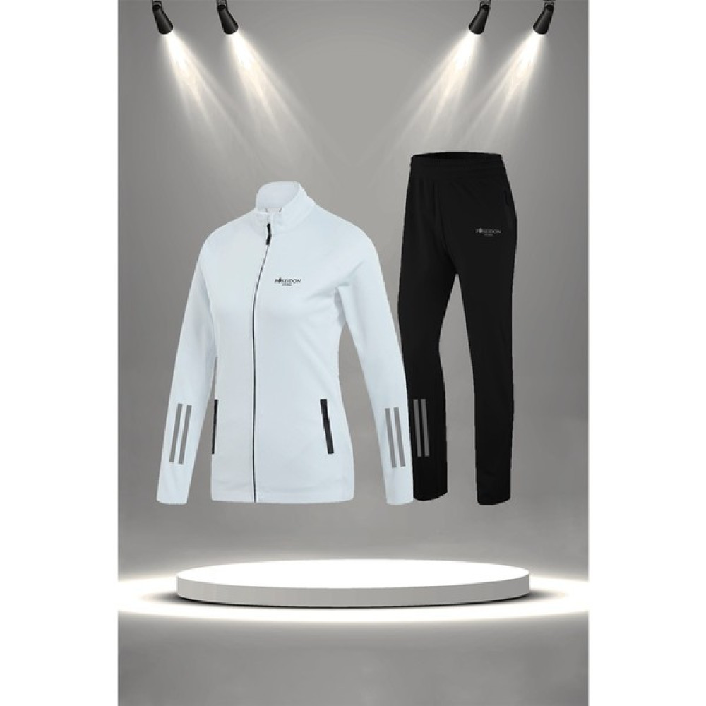 Poseidon Storm Kadın Beyaz Supra Penye Kumaş Günlük Sporcu Yürüyüş Eşofman Takımı Seti (S-3xl) Kadın Eşofman Fiyatı