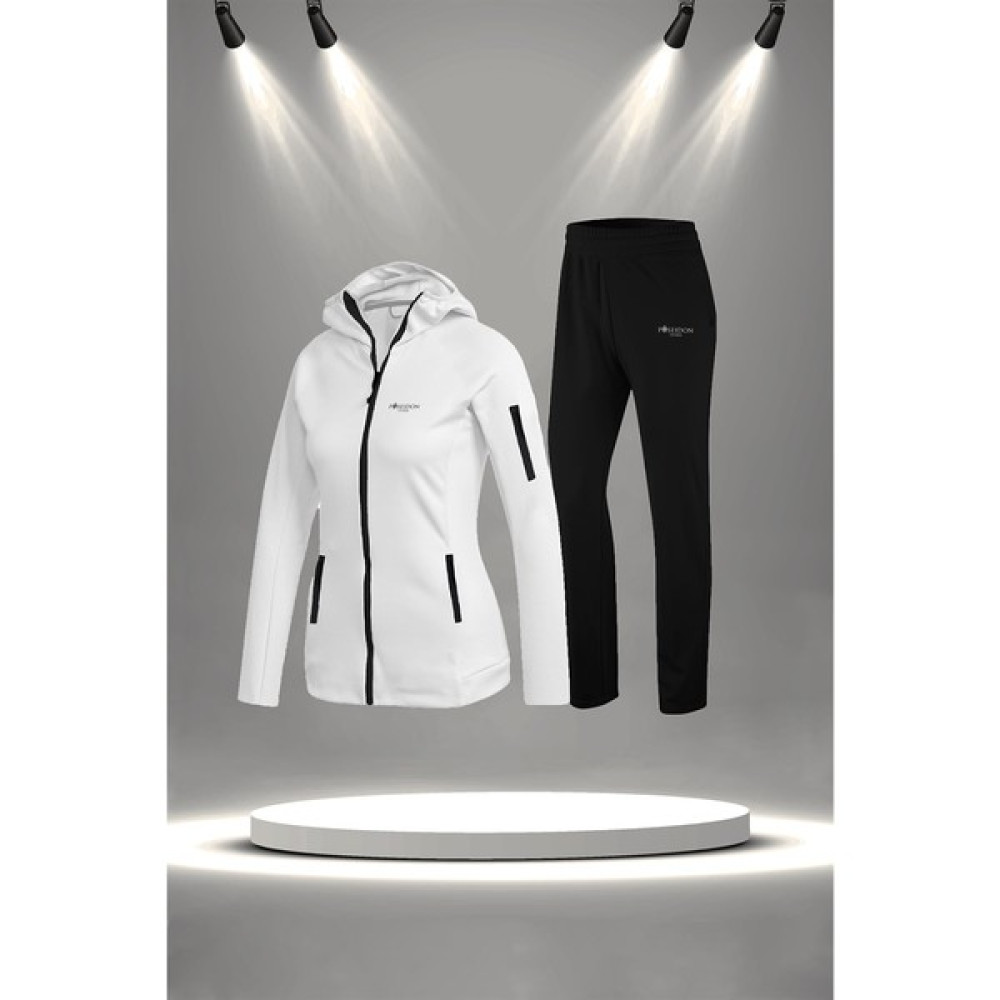 Poseidon Storm Kadın Beyaz Supra Penye Kumaş Rahat Eşofman Takımı (S-3xl) Kadın Eşofman Fiyatı
