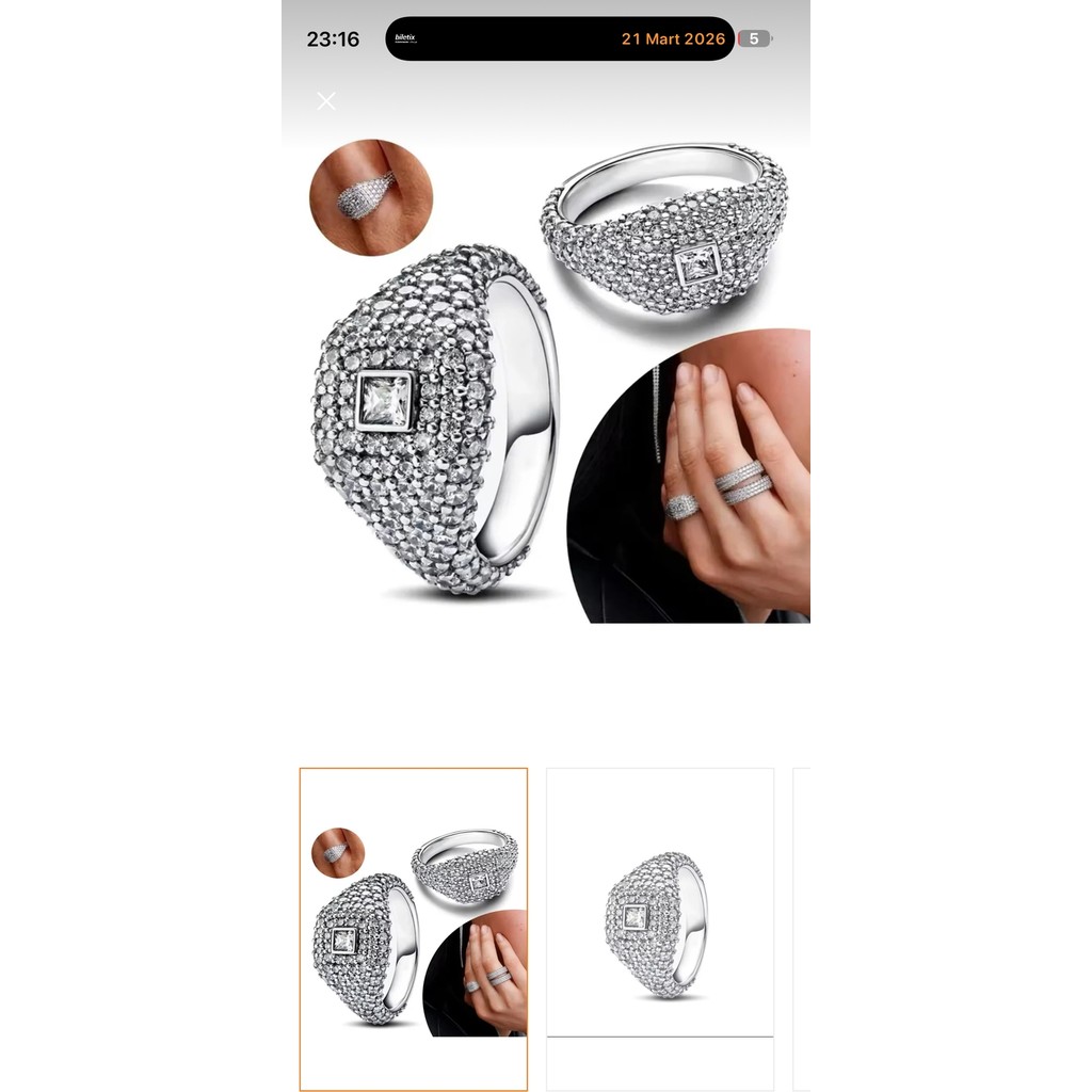 Poseidons Jewellery Gümüş Pave Kare Kokteyl Yüzük - 7 Gümüş Yüzük Fiyatı
