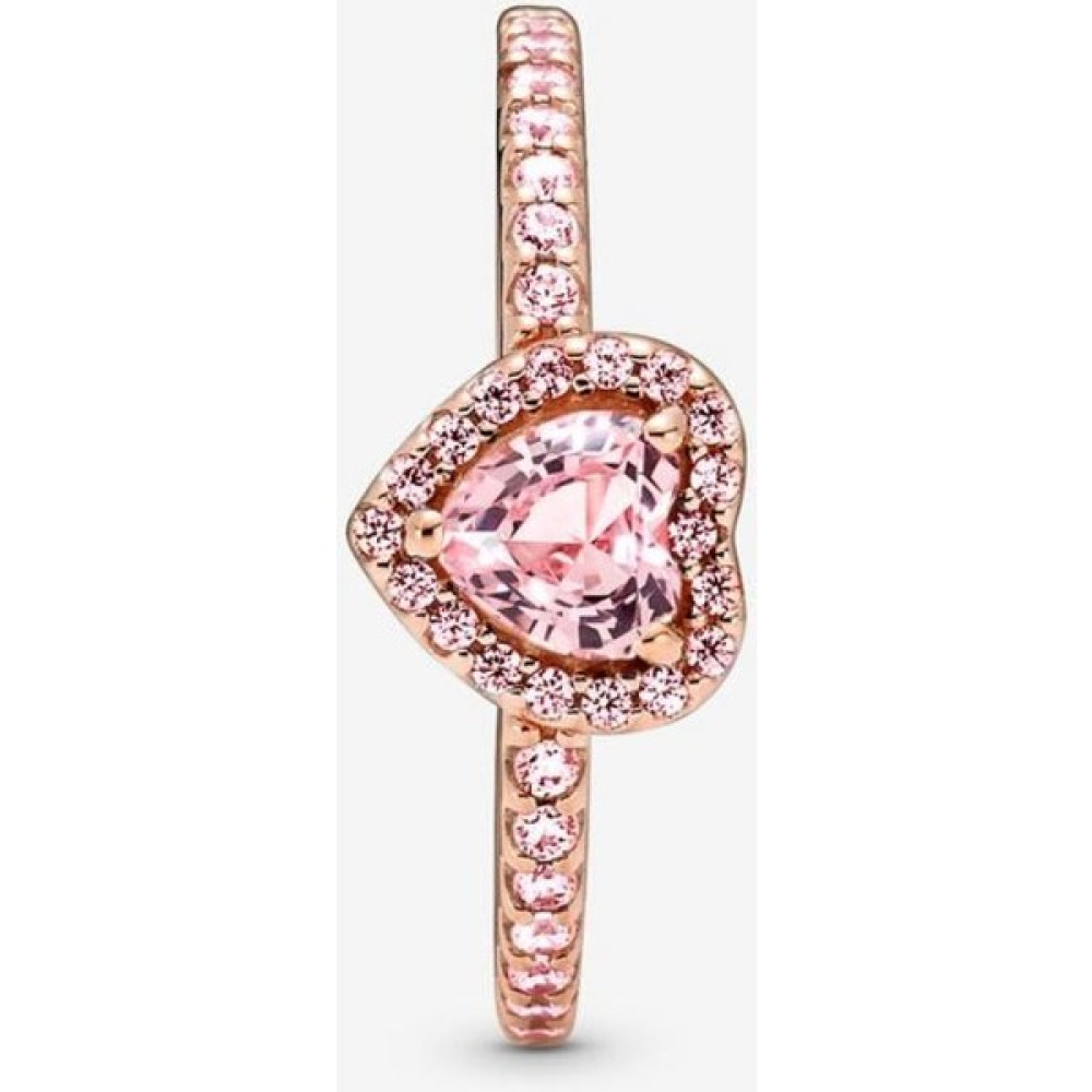 Poseidons Jewellery Işıltılı Yüksek Kalp Taşlı Yüzük - Rose - Pembe - 17 Gümüş Yüzük Fiyatı