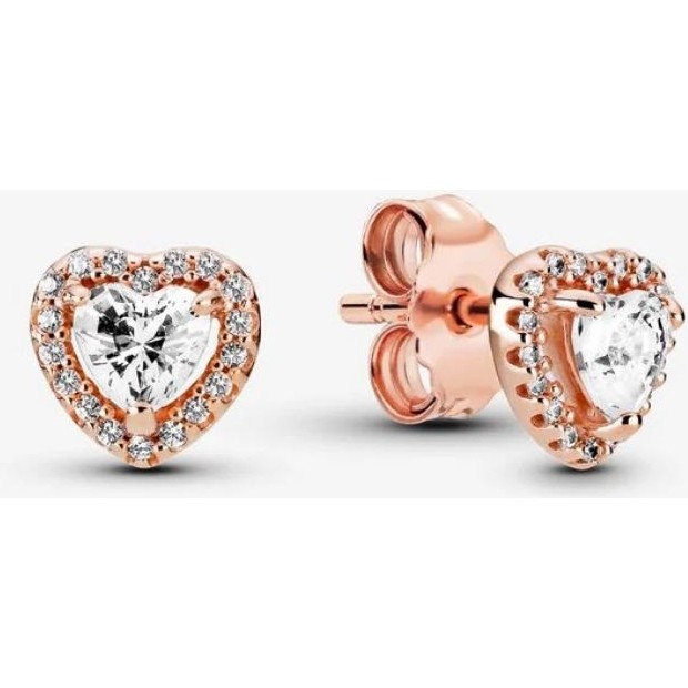 Poseidons Jewellery Işıltılı Yükseltilmiş Kalp Şeklinde Rose Iğne Küpe - Rose - Gümüş Diğer Fiyatı