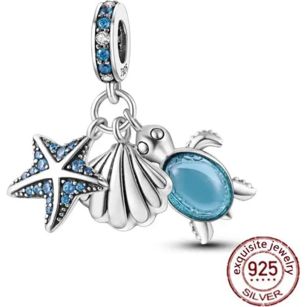 Poseidons Jewellery Mavi Deniz Yıldızı,mavi Kaplumbağa ve Istiridyeli Charm Saat ve Bileklik Aksesuarı Fiyatı