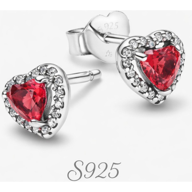 Poseidons Jewellery S925 Kırmızı Kalp Çivi Küpeler Diğer Fiyatı