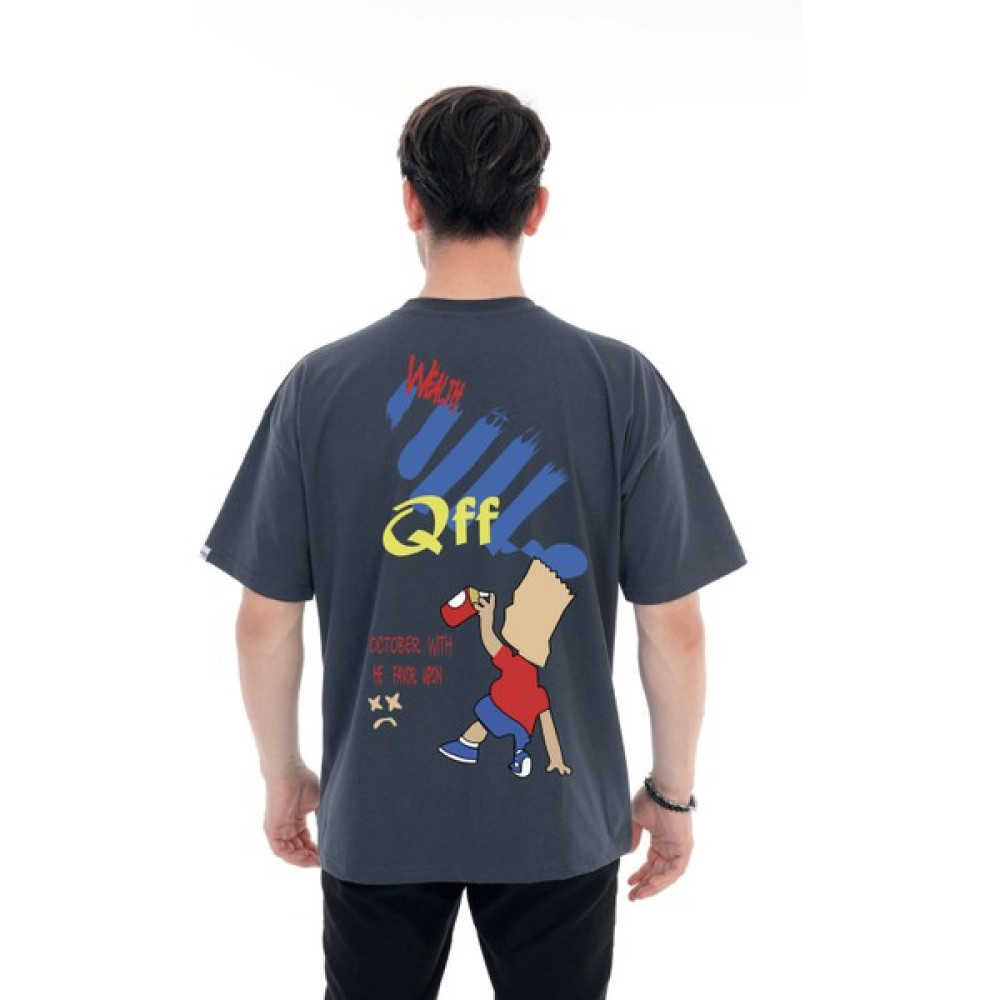 Posh Trend Füme Simpsons Baskılı Unisex Oversize Bisiklet Yaka Kısa Kollu T-Shirt Erkek T-shirt Fiyatı
