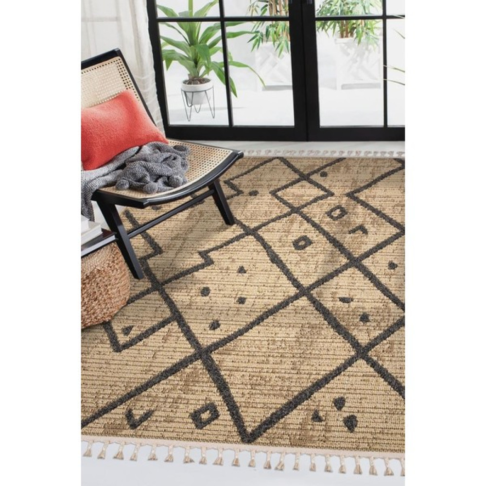 Post Halı Kolay Temizlenen Hav Toz Vermez Hasır Dokulu Jüt Sisal Bohem Tarzı Bej Salon, Mutfak ve Oturma Odası Halısı - 80 x 150 cm Salon Halısı Fiyatı