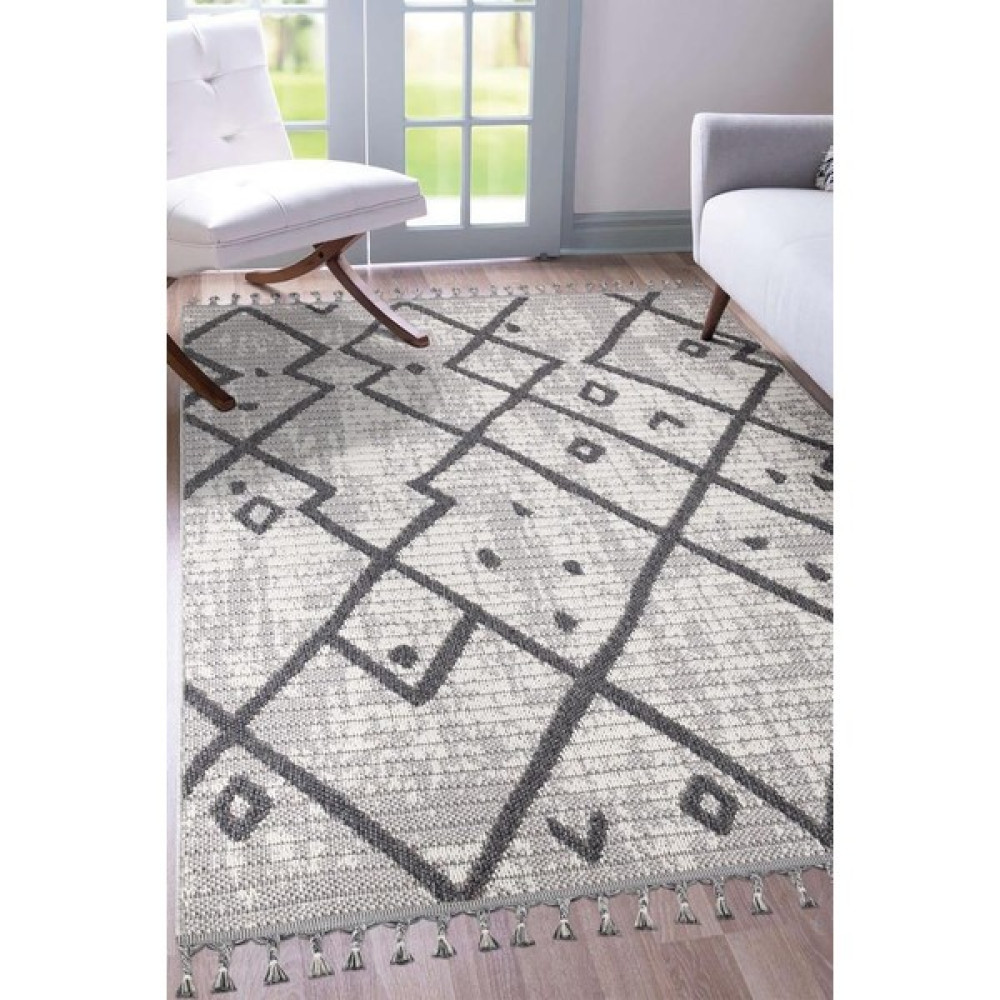 Post Halı Kolay Temizlenen Hav Toz Vermez Hasır Dokulu Jüt Sisal Bohem Tarzı Gri Salon, Mutfak ve Oturma Odası Halısı - 200 x 290 cm Salon Halısı Fiyatı