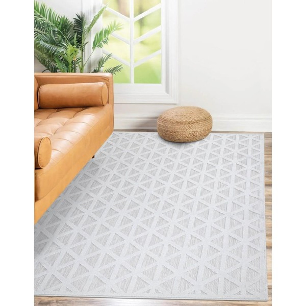 Post Halı Stella Serisi Dokuma Sisal Iskandinav Çizgili Hav Toz Vermez Gri Salon,mutfak,oturma Odası ve Dış Mekan Halısı - 80 x 150 cm - Açık Gri Salon Halısı Fiyatı