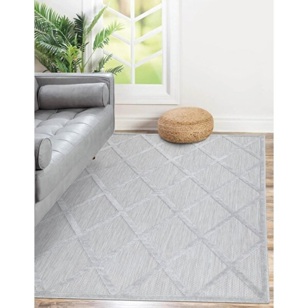Post Halı Stella Serisi Dokuma Sisal Modern Çizgili Hav Toz Vermez Gri Salon,mutfak,oturma Odası ve Dış Mekan Halısı - 120 x 170 cm Salon Halısı Fiyatı