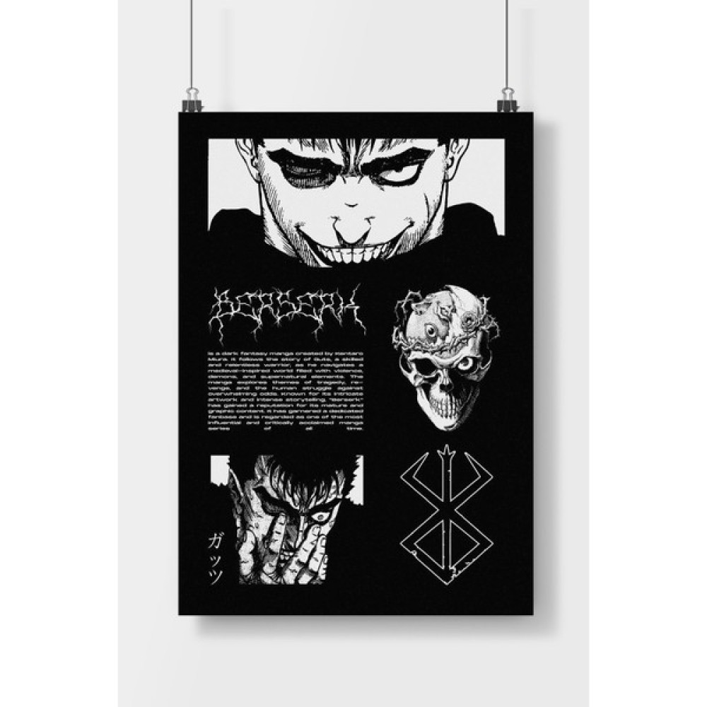 Poster City Postercity Berserk Anime Poster Çerçevesiz Parlak Kağıt - 30 x 42 Poster Fiyatı
