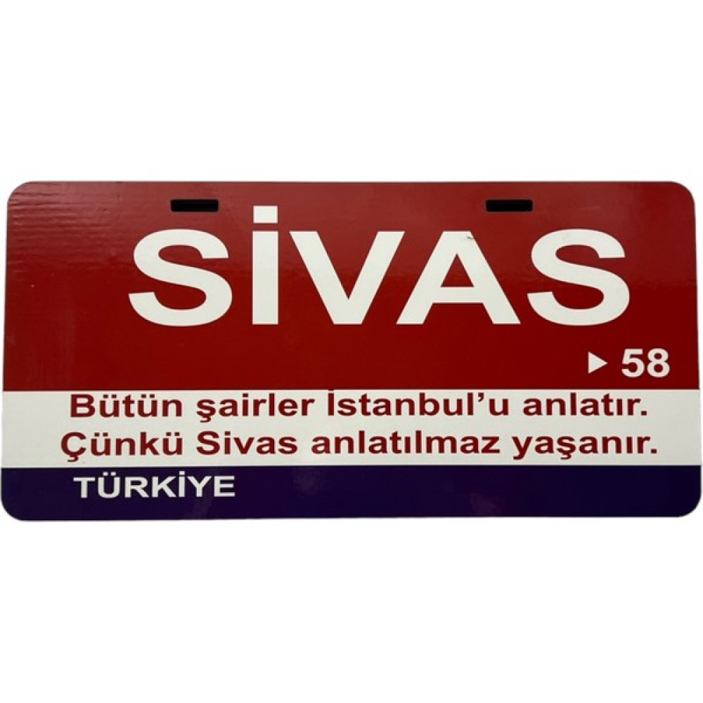 Poster Sepeti Poster 58 Plaka Numaralı Sivas Ili 15 x 30 cm Ahşap Poster - 0,3x15x30 - Renkli Poster Fiyatı