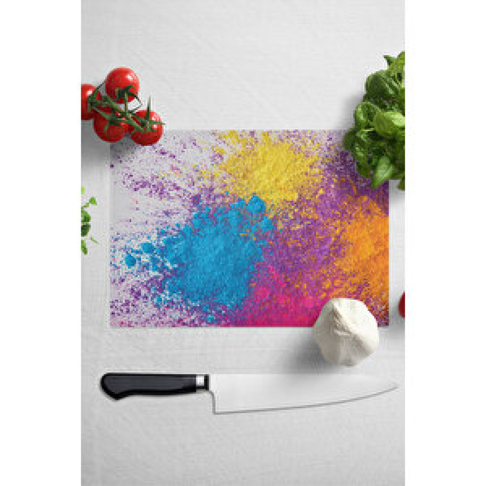 Postifull Cam Kesme Tahtası, Kalın Ve Kırılmaz Cam - Renkli Temalı - 21*30cm - Doğrama Tahtası, Mutfak Dekoru Kesme Tahtaları / Kesim Tablaları Fiyatı