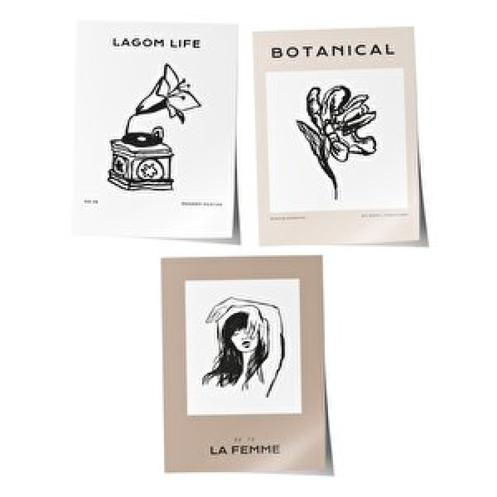 Postifull Çerçevesiz Poster Seti, 3 Adet Poster - Salon, Mutfak, Yatak Odası Duvar Dekoru, Sanat Kağıdı Baskı 70x100 cm Poster Fiyatı