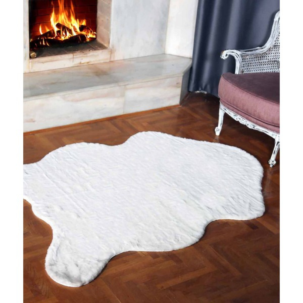 Potamia İthal Dekoratif Post Şeklinde Peluş Yıkanabilir Kaymaz Taban Yatak Odası Koridor Halısı Beyaz 1001 - 120 x 170 cm Salon Halısı Fiyatı