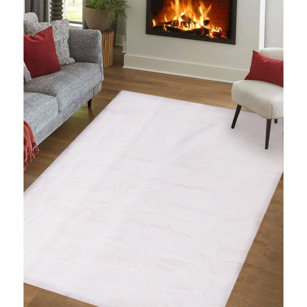 Potamia İthal Post Peluş Dikdörtgen Yıkanabilir Kaymaz Taban Oturma Odası Yatak Odası Koridor Halısı Beyaz 1003 - 80 x 150 cm Salon Halısı Fiyatı