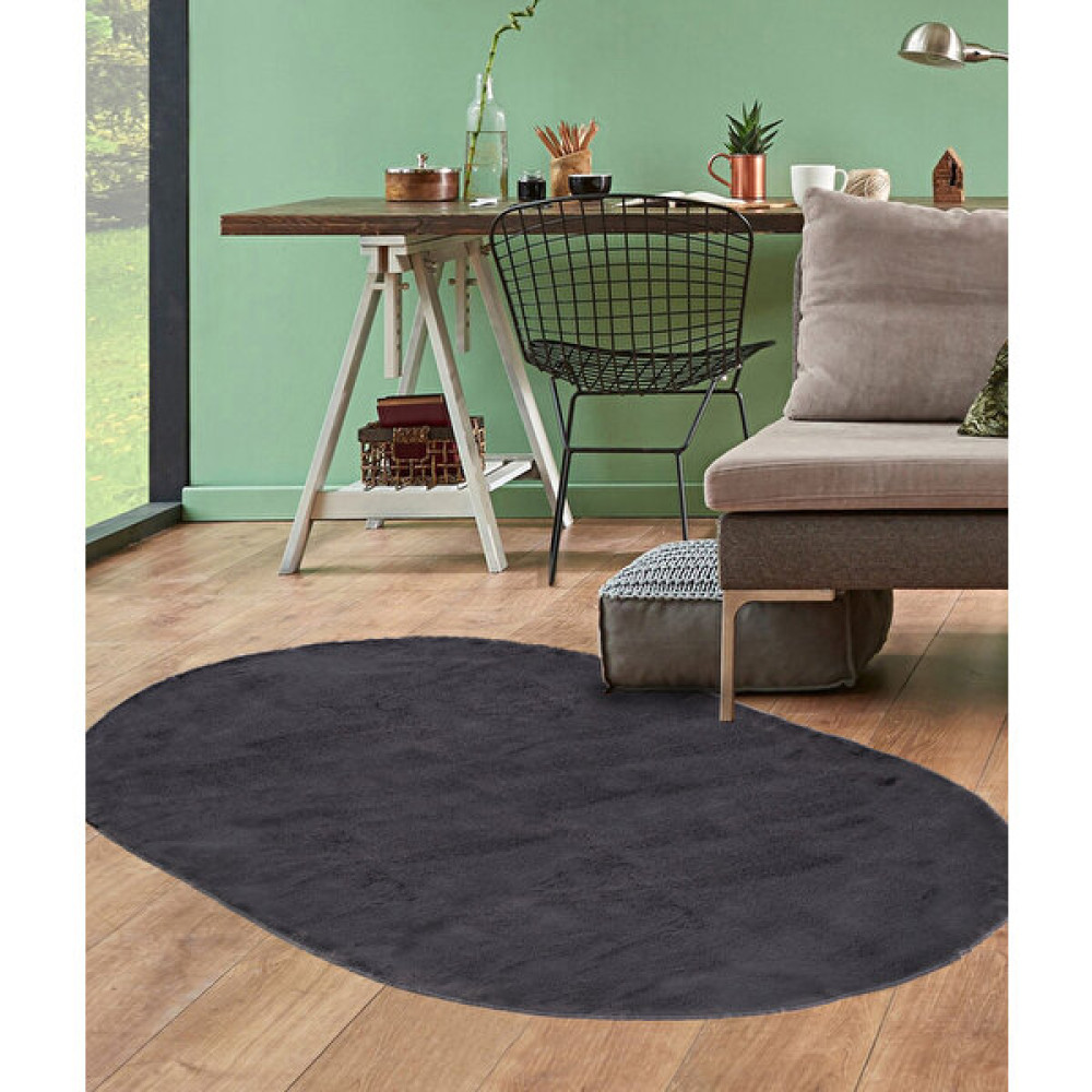 Potamia İthal Post Peluş Oval Yıkanabilir Kaymaz Taban Oturma Odası Yatak Odası Koridor Halısı Gri 1004 - 150 x 200 cm Salon Halısı Fiyatı