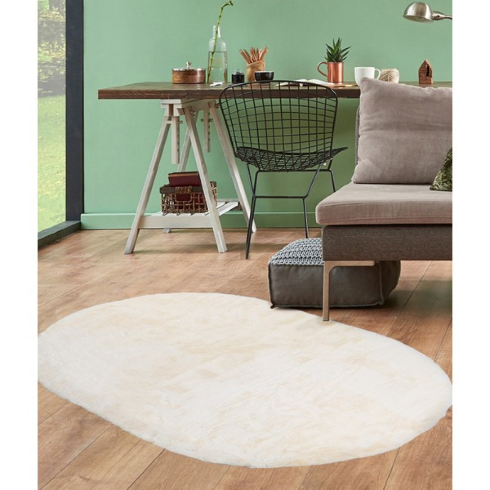 Potamia İthal Post Peluş Oval Yıkanabilir Kaymaz Taban Oturma Odası Yatak Odası Koridor Halısı Krem 1004 - 40 x 60 cm Salon Halısı Fiyatı