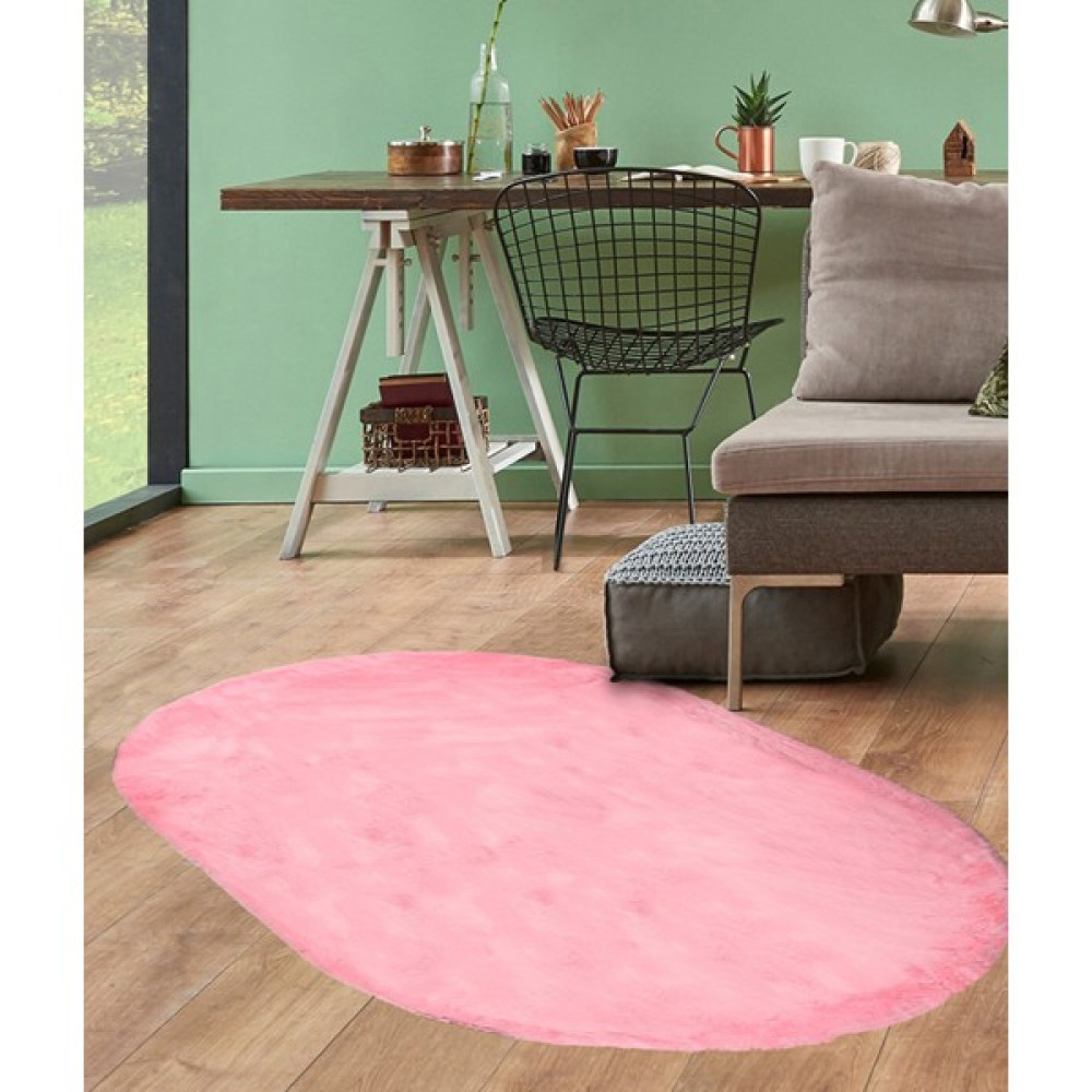 Potamia İthal Post Peluş Oval Yıkanabilir Kaymaz Taban Oturma Odası Yatak Odası Koridor Halısı Pembe 1004 - 40 x 60 cm Salon Halısı Fiyatı