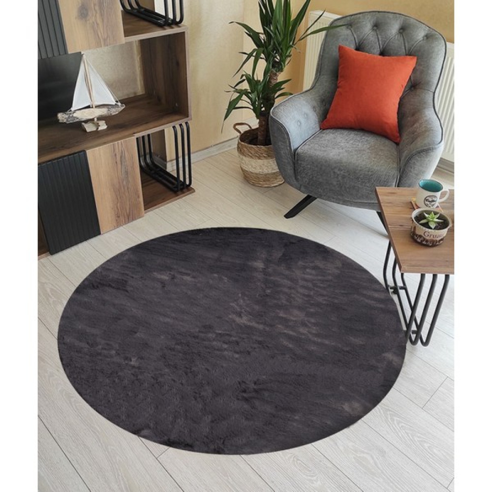 Potamia İthal Post Peluş Yuvarlak Yıkanabilir Kaymaz Taban Yatak Odası Koridor Halısı Gri 1002 - 60 x 60 cm Salon Halısı Fiyatı