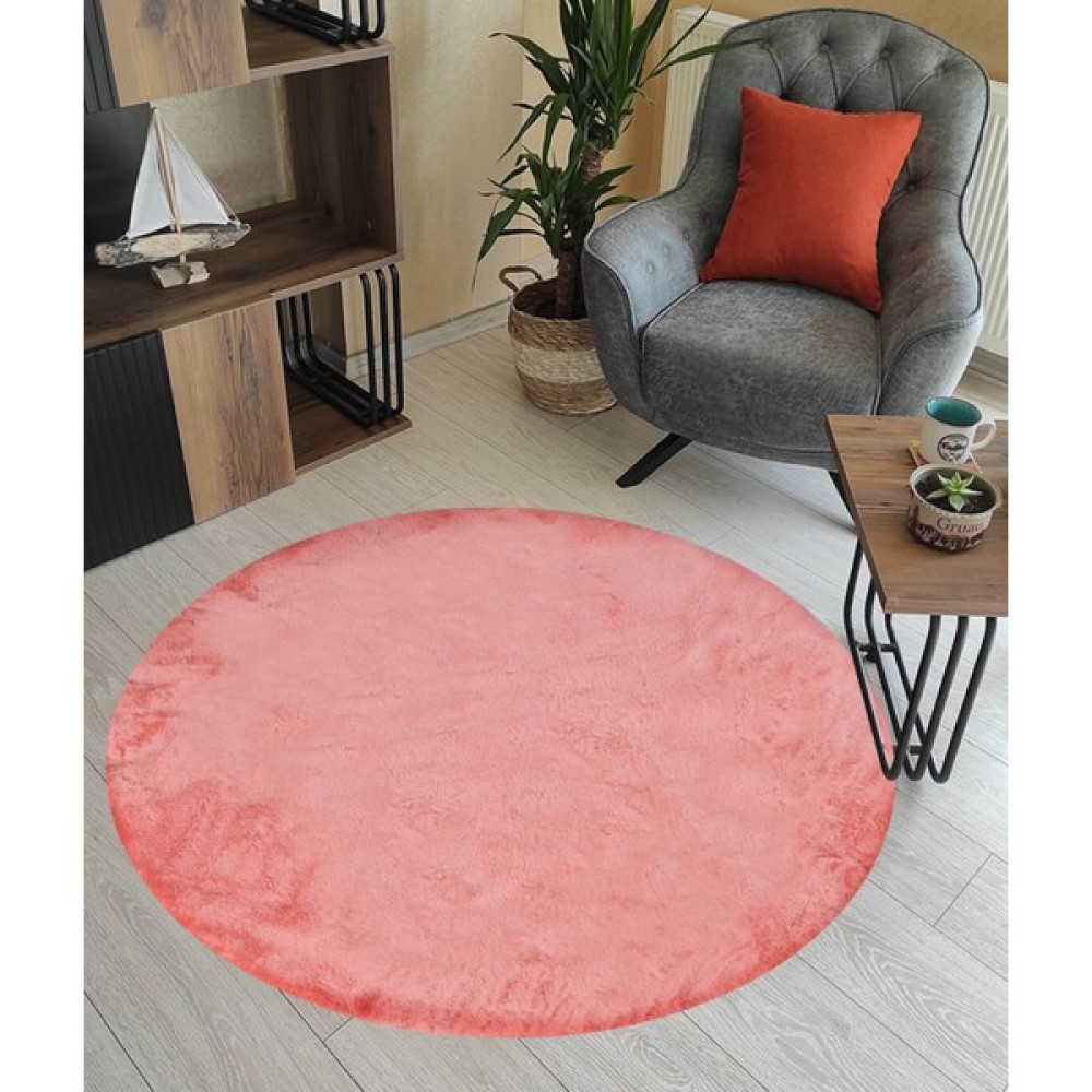 Potamia İthal Post Peluş Yuvarlak Yıkanabilir Kaymaz Taban Yatak Odası Koridor Halısı Pembe 1002 - 60 x 60 cm Salon Halısı Fiyatı