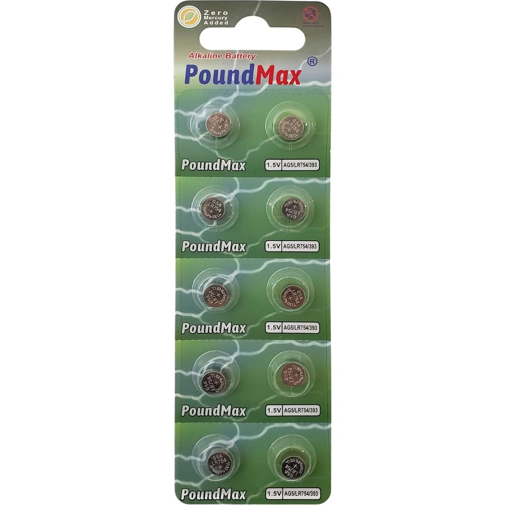 Poundmax 10 Adet AG5(LR754,393) 1,5V Alkalin Düğme Pil Normal & Şarj Edilebilir Piller Fiyatı
