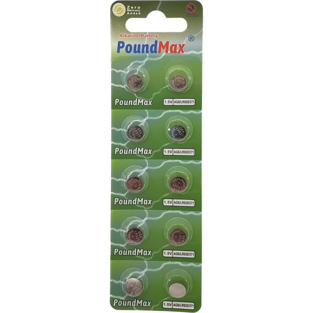 Poundmax 10 Adet Ag6 (370,371,LR921,LR69,SR920W) 1.5V Alkalin Düğme Pil Normal & Şarj Edilebilir Piller Fiyatı