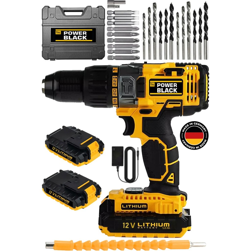 Power Black 24 Parça Ultra Güçlü Matkap 2 Akü 1 Şarj Cihazı Matkaplar Fiyatı