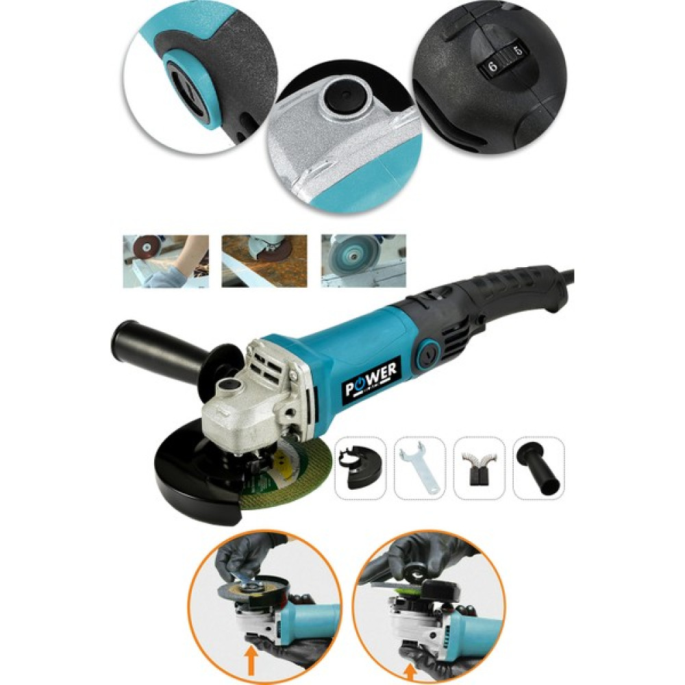 Power Black Avuç İçi Taşlama Makinası 6 Kademeli Uzun Kuyruk Devir Ayarlı 125 mm Mavi Powerblack - 0 Taşlama Makinesi Fiyatı