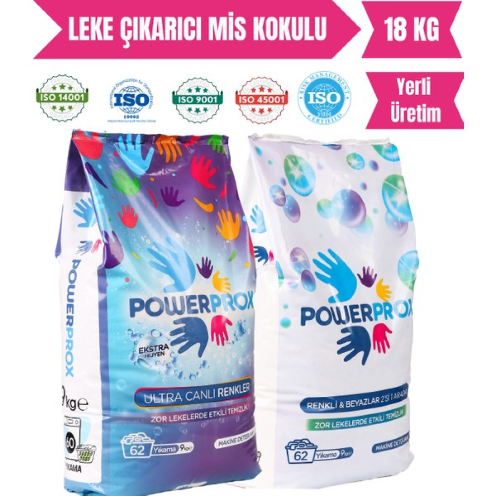 Power Prox Renkli ve Beyazlar 2’si 1 Arada + Ultra Canlı Renkler Toz Çamaşır Deterjanı 18 kg Çamaşır Deterjanı Fiyatı
