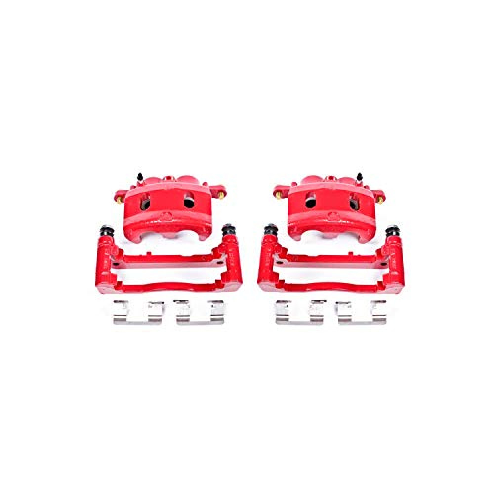 Power Stop Caliper Set for Cadillac Escalade | Chevy Avalanche Silverado 1500 Suburban 1500 | GMC Sierra 1500 Yukon XL 1500 [Application Specific] Front Pair of Red Powder Coated Calipers S4918