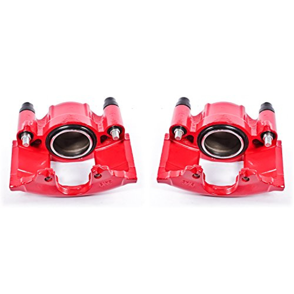 Power Stop S4299 Front Pair of High-Temp Red Powder Coated Calipers For Deville Astro C1500 C2500 Express K1500 K2500 Tahoe Ram 1500 Safari Savana Yukon [Application Specific]