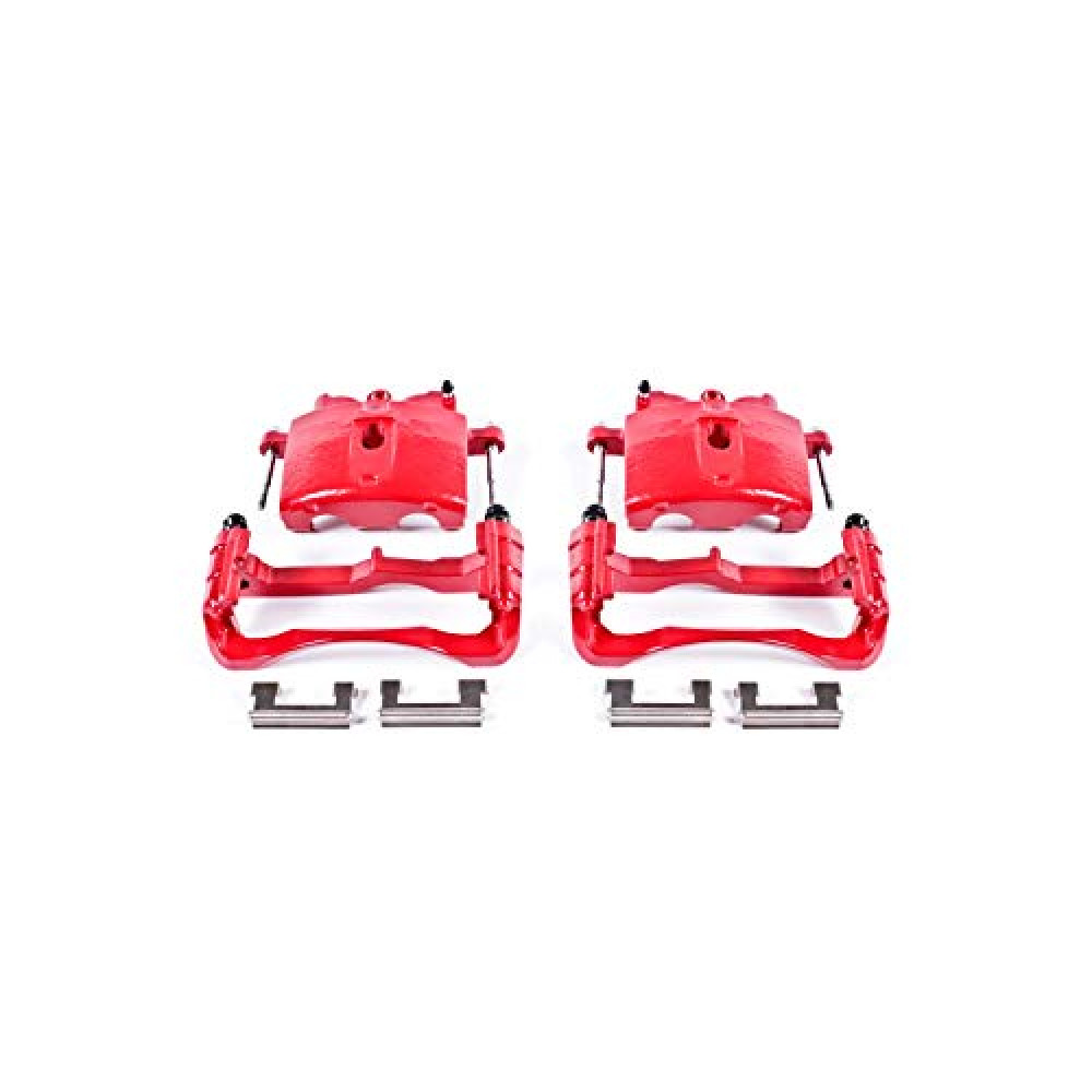 Power Stop S4730 Front Pair of High-Temp Red Powder Coated Calipers for Cadillac Deville DTS | Chevy Express Silverado Suburban | GMC Savana Sierra Yukon | Hummer H2 [Application Specific]