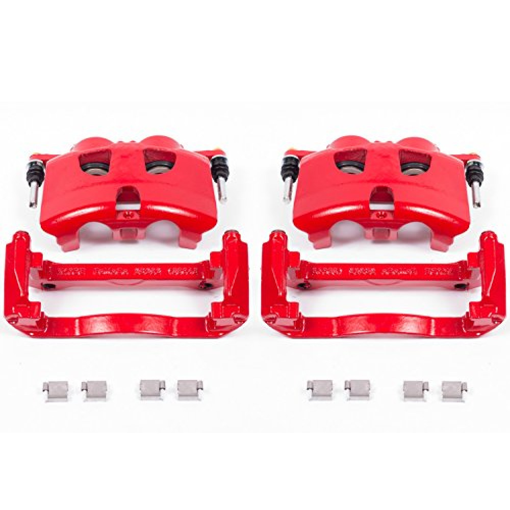 Power Stop S5404 Front Pair of High-Temp Red Powder Coated Calipers For 2012 2013 2014 2015 2016 2017 2018 2019 2020 Ford F-150, F-150 Raptor, F-150 SSV
