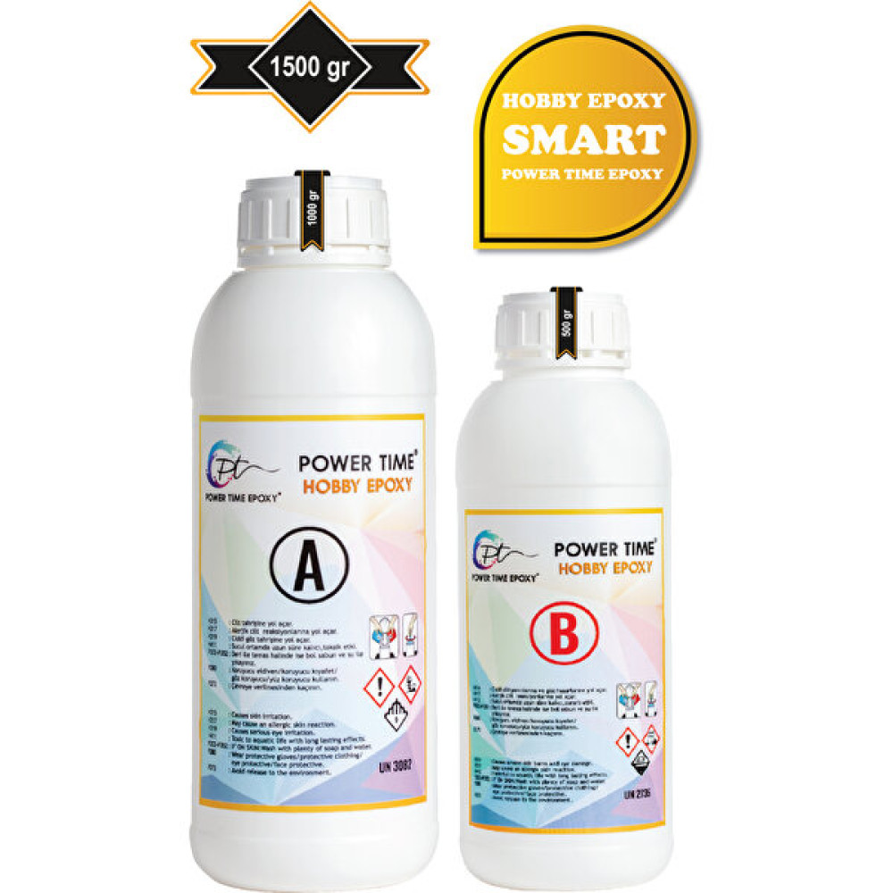 Power Time Epoxy Hobby Epoxy Smart/ Hobi Epoksi Reçine Şeffaf Ince Döküm - 1500 gr Sanatsal Malzemeler Fiyatı