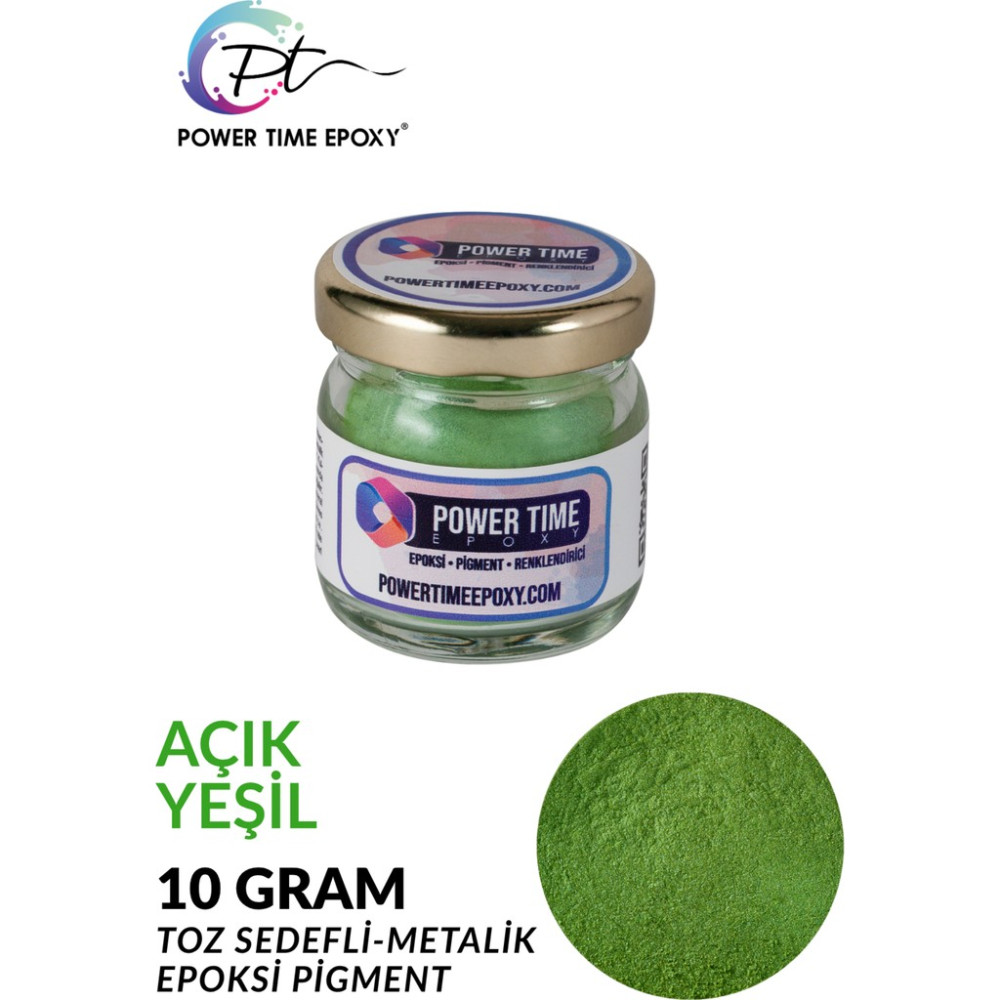 Power Time Epoxy Sedefli Metalik Toz Pigment Boya Epoksi Için 10 gr - Açık Yeşil Diğer Fiyatı
