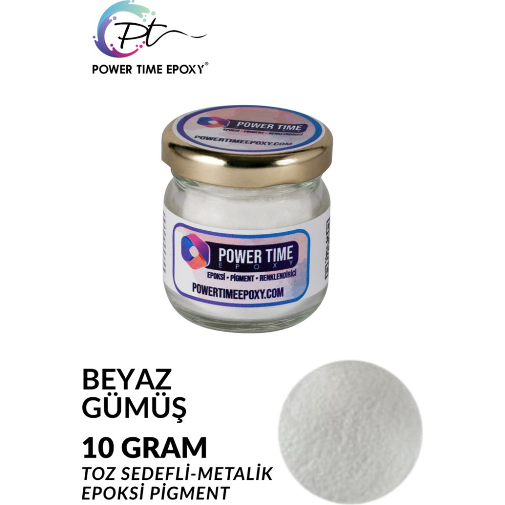 Power Time Epoxy Sedefli Metalik Toz Pigment Boya Epoksi Için 10 gr - Beyaz Gümüş Diğer Fiyatı
