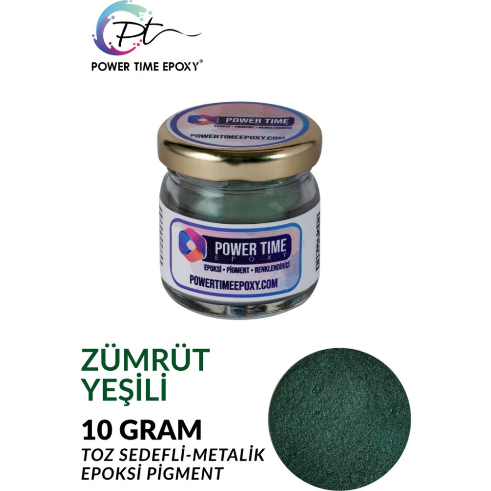 Power Time Epoxy Sedefli Metalik Toz Pigment Boya Epoksi Için 10 gr - Zümrüt Yeşili Diğer Fiyatı