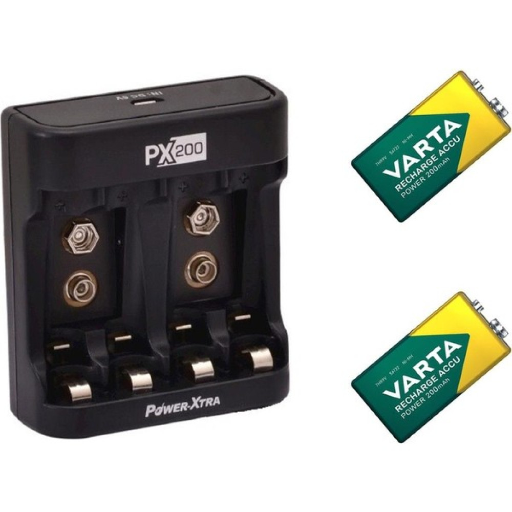 Power-Xtra 2 Adet Varta 9V Şarjlı Pil + PX200 A-Aaa ve 9V USB Pil Şarj Cihazı PX-200 Diğer Fiyatı