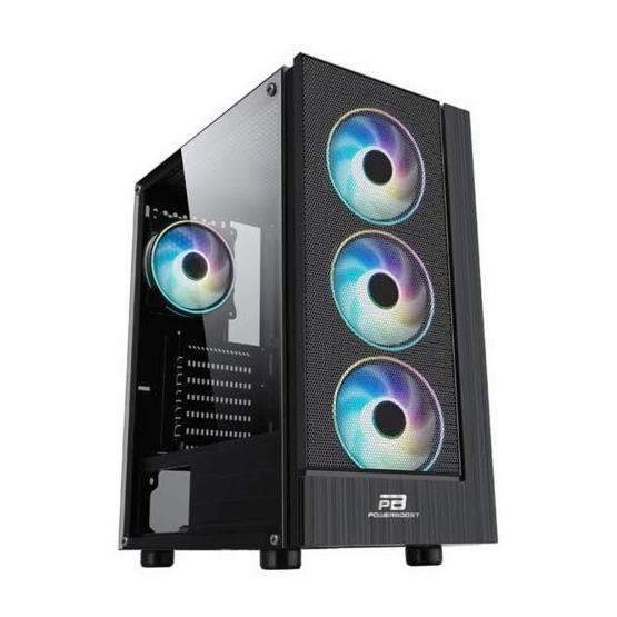 PowerBoost VK-P3301B 500W ATX USB 3.0 Mesh Fixed LED Fan Siyah Bilgisayar Kasası